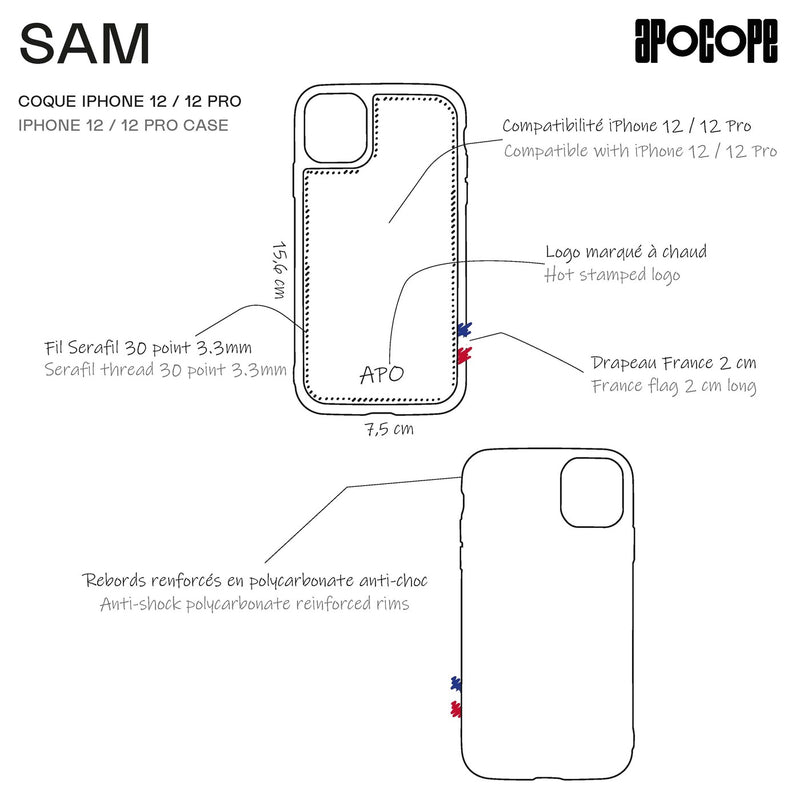 SAM - Coque iPhone 12 / 12 Pro en cuir recyclé - Gris