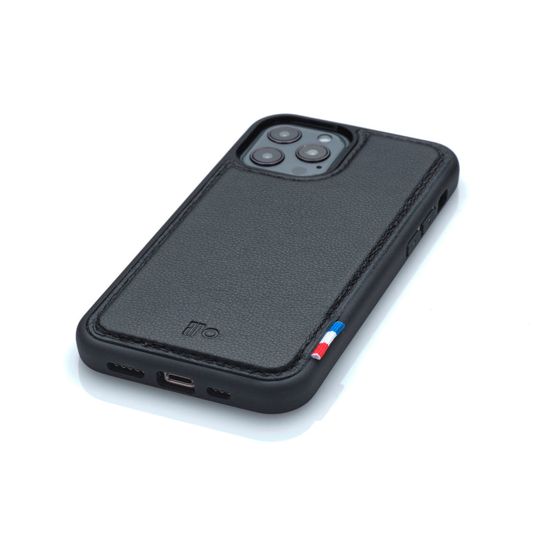 SAM - Coque iPhone 12 / 12 Pro en cuir grainé - noir