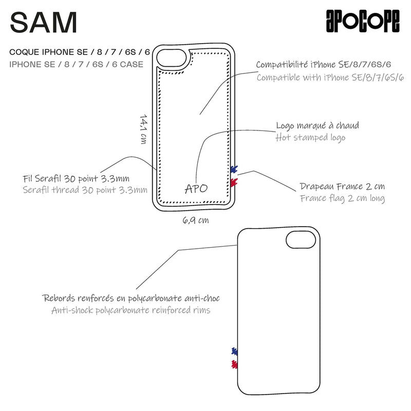 SAM - Coque iPhone SE / 8 / 7 / 6S / 6 en cuir recyclé - Gris
