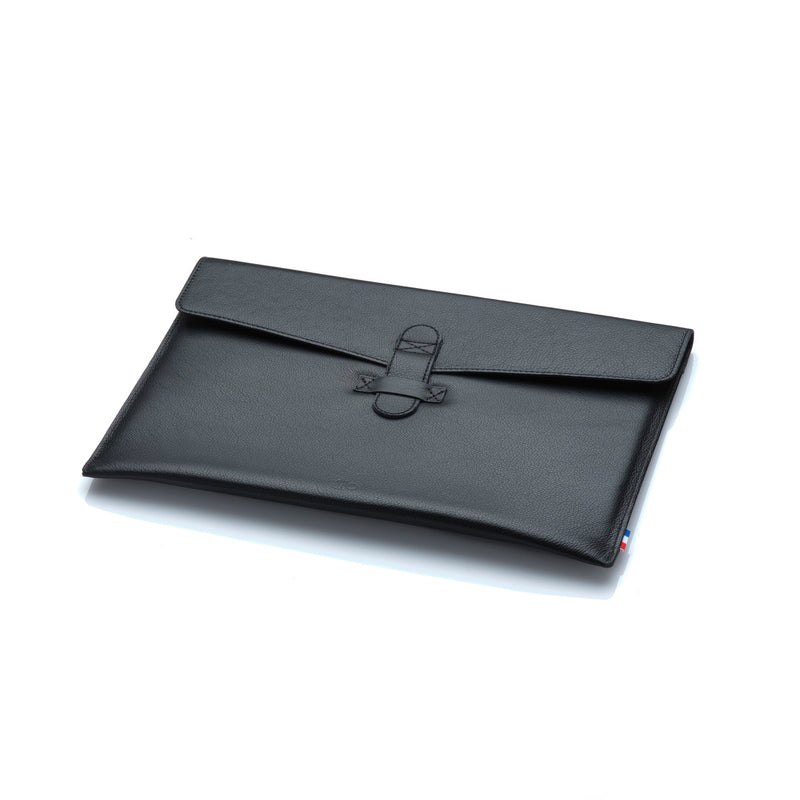 NAT - Housse MacBook Pro 13" / Air 13" en cuir grainé - noir