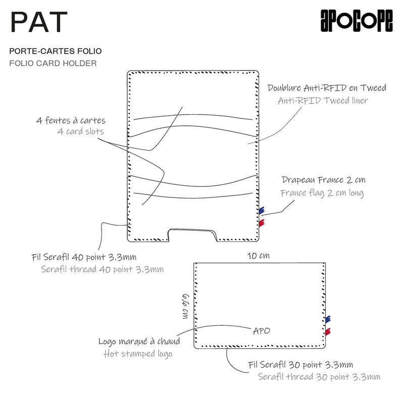 PAT - Porte-cartes folio en cuir recyclé - Gris