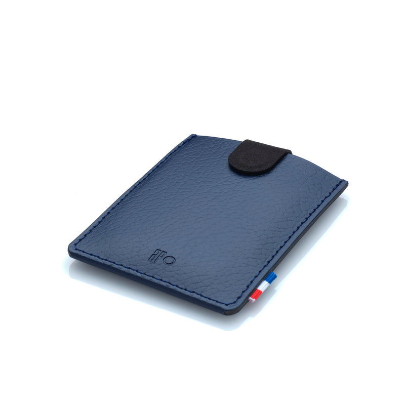 CHRIS - Porte-cartes slider en cuir recyclé - Bleu