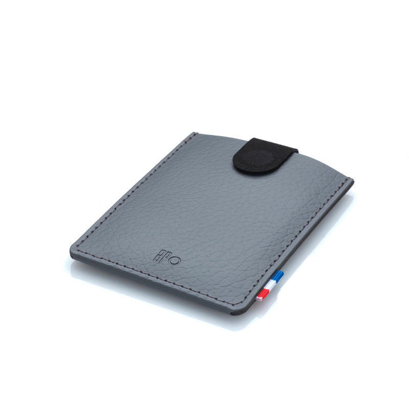 CHRIS - Porte-cartes slider en cuir recyclé - Gris