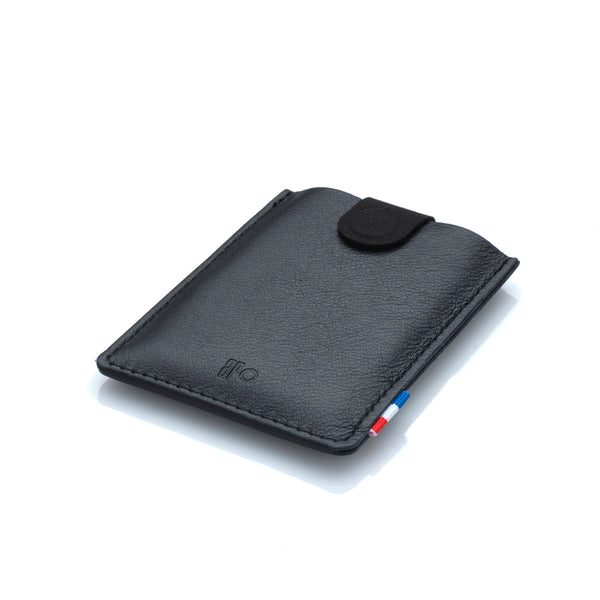 CHRIS - Porte-cartes slider en cuir grainé - noir