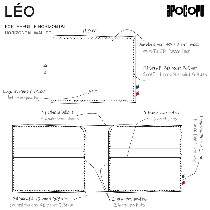 LÉO - Portefeuille horizontal en liège - Naturel