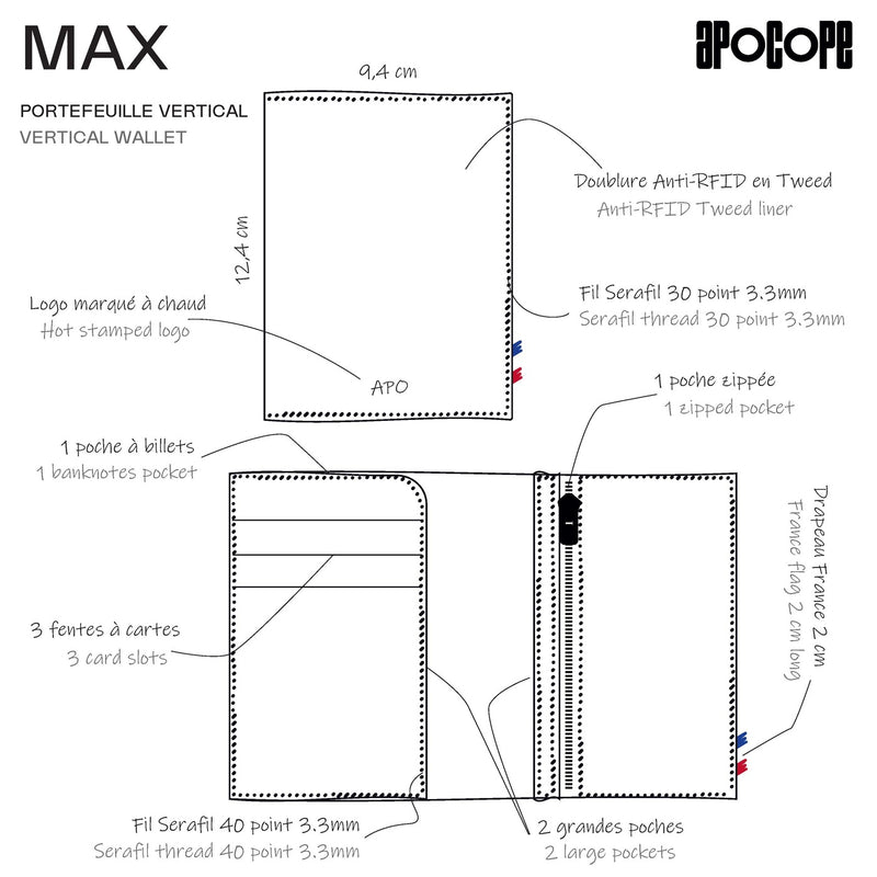 MAX - Portefeuille vertical en liège - Naturel