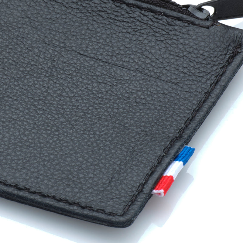 PHIL - Porte-monnaie horizontal zippé en cuir grainé - noir