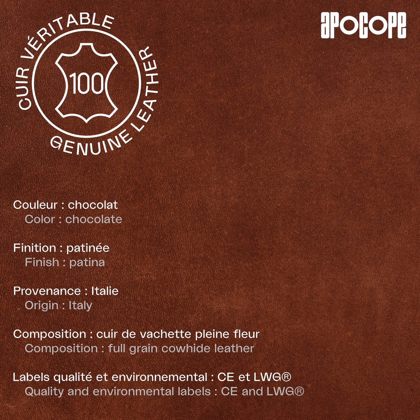 FAB - Porte-passeport en cuir patiné - Chocolat