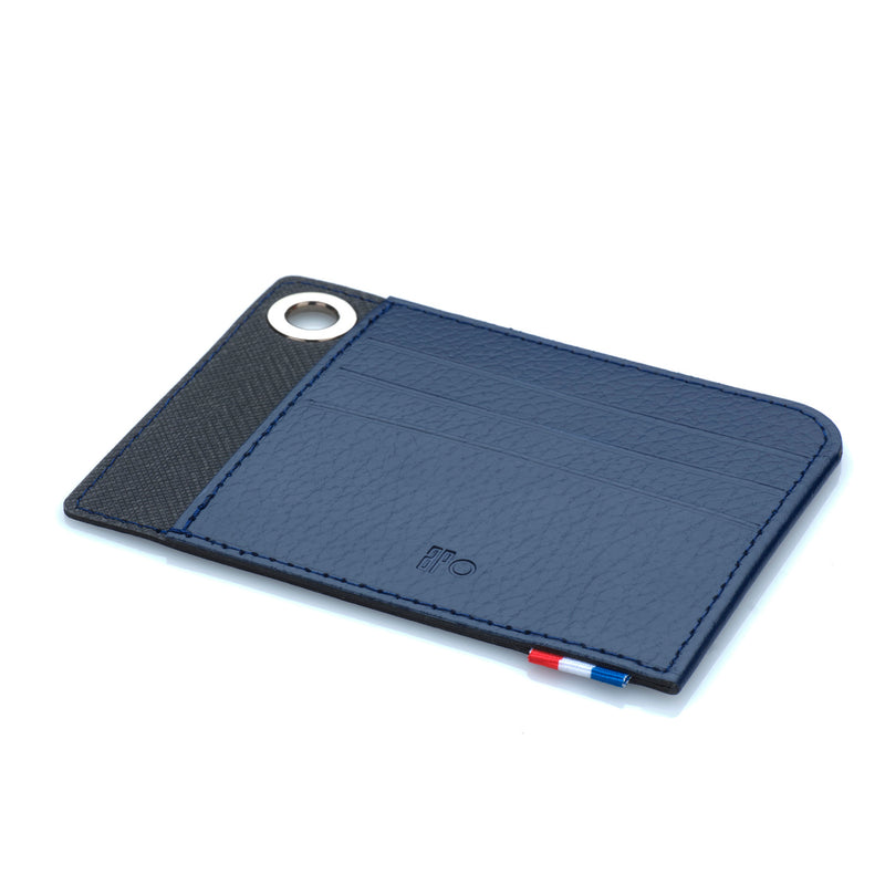MAT - Porte-cartes horizontal à poche en cuir recyclé - Bleu