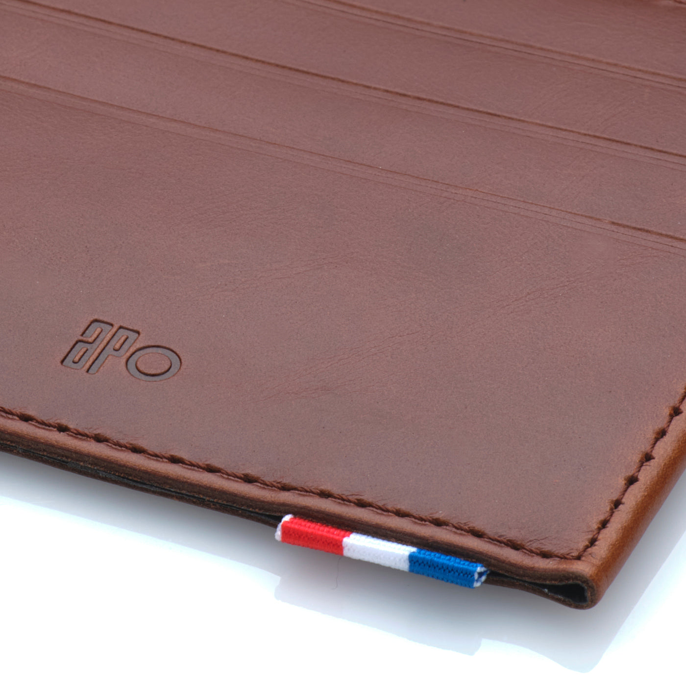 MAT - Porte-cartes horizontal à poche en cuir patiné - Chocolat