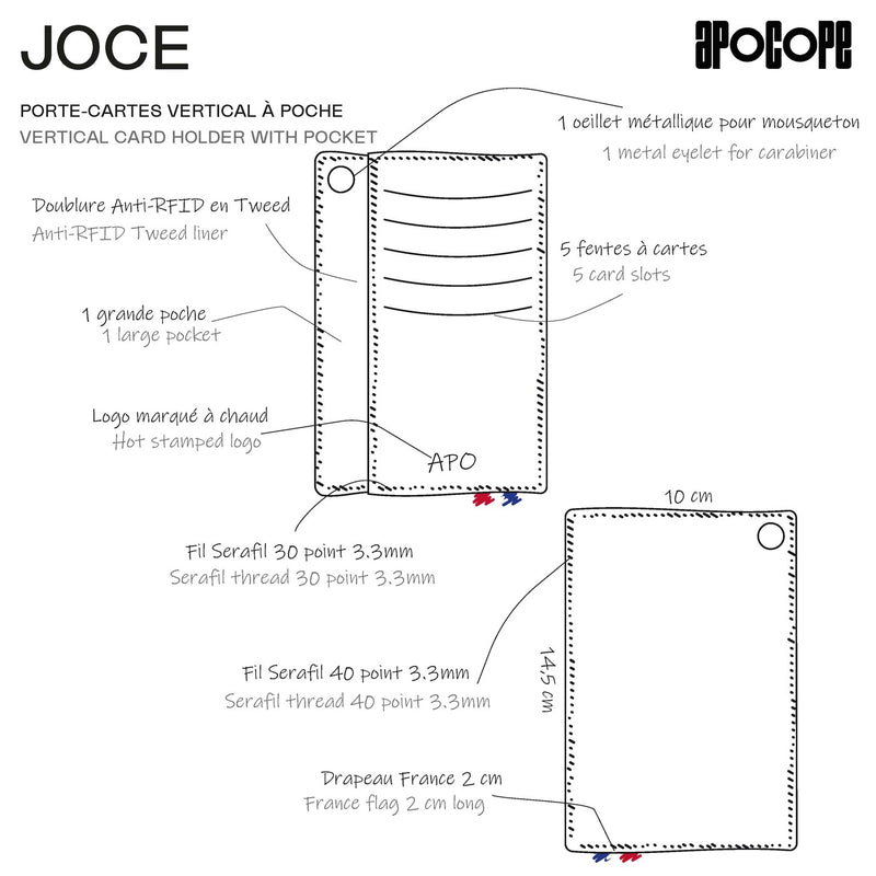 JOCE - Porte-cartes vertical à poche en cuir recyclé - Bleu