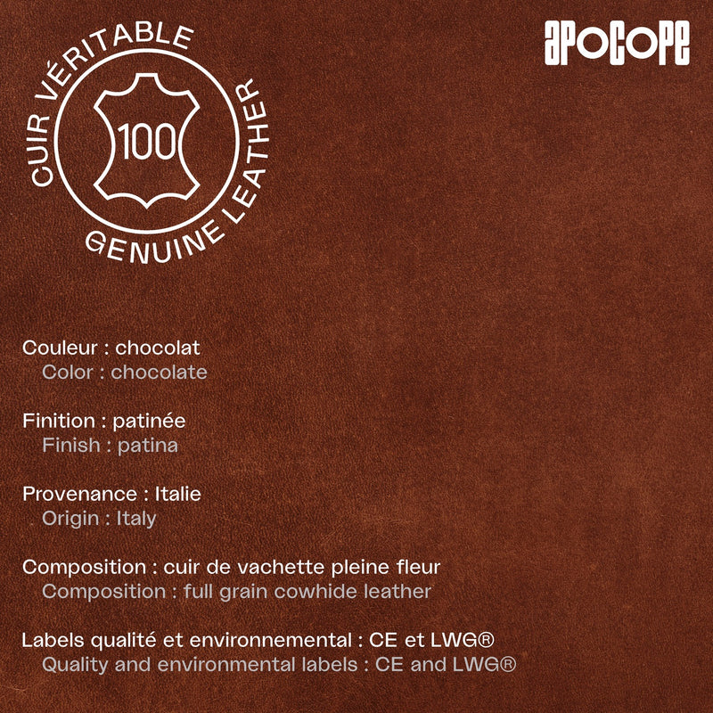 JOCE - Porte-cartes vertical à poche en cuir patiné - Chocolat