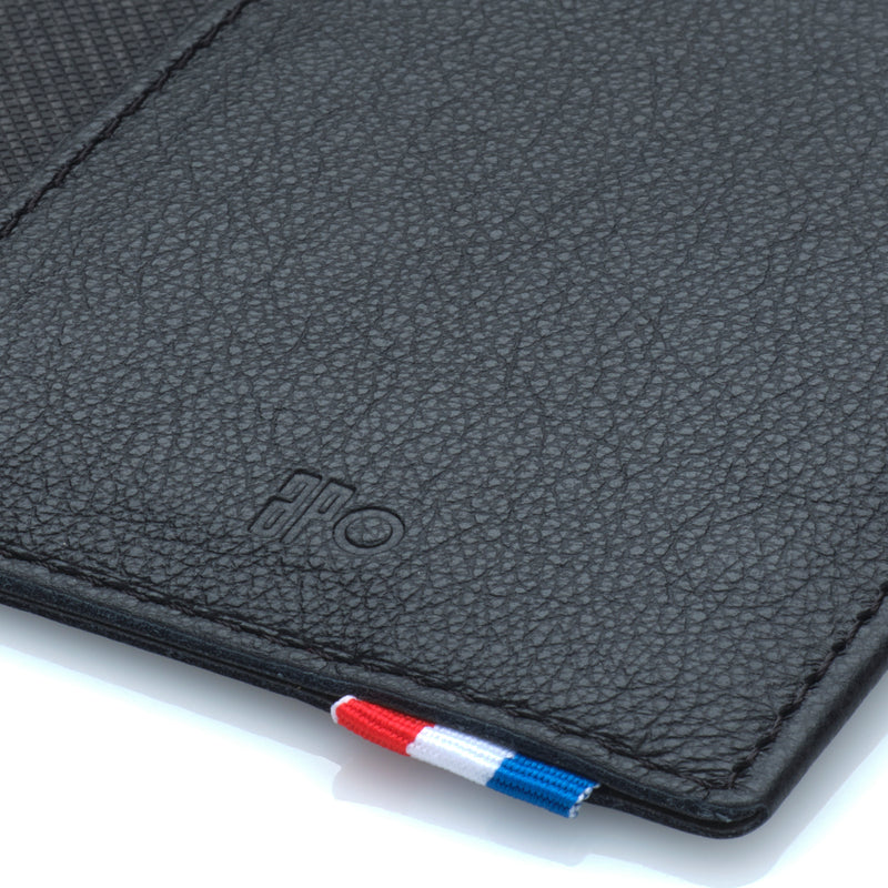 JOCE - Porte-cartes vertical à poche en cuir grainé - noir