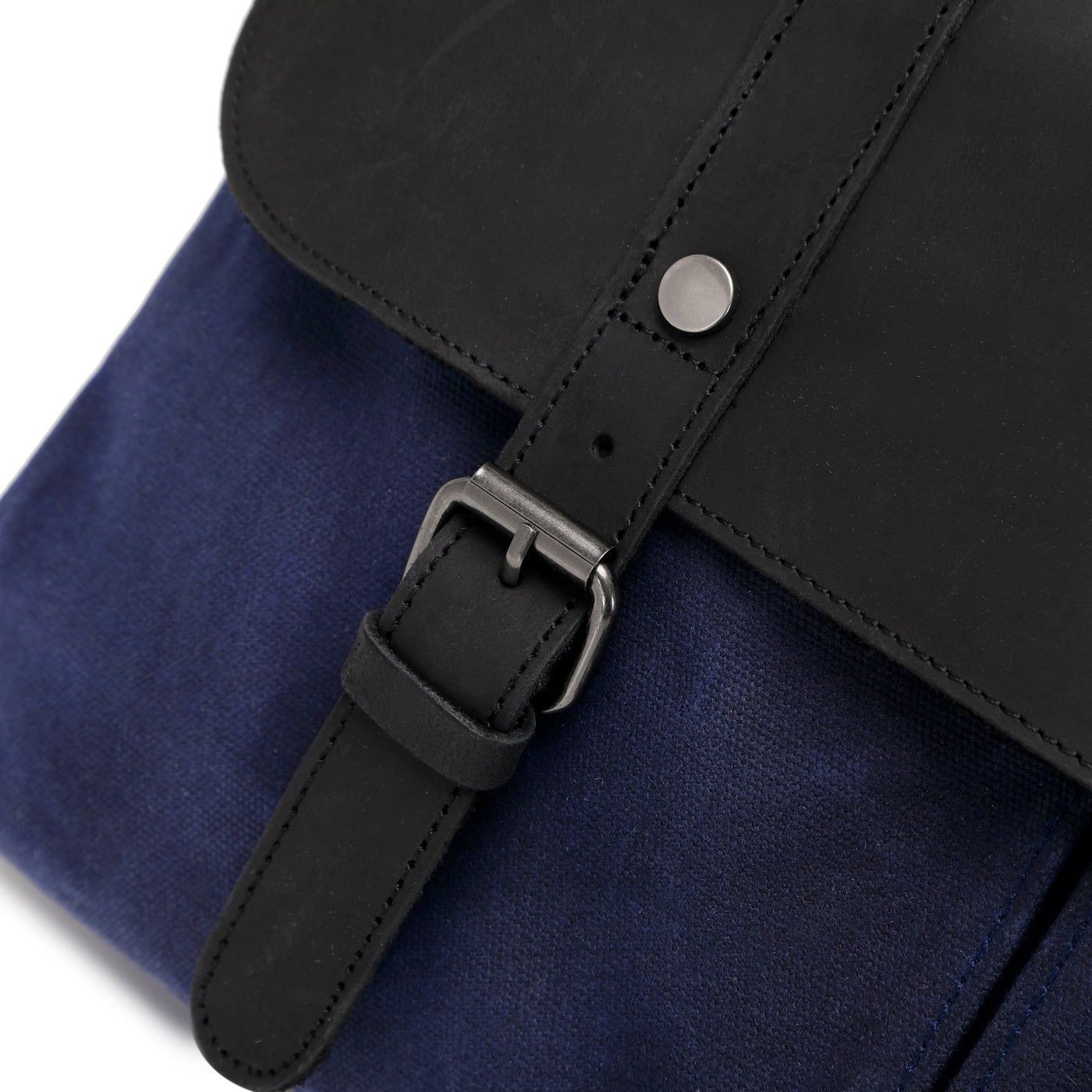 MICK - Sacoche en cuir véritable et toile enduite - Bleu