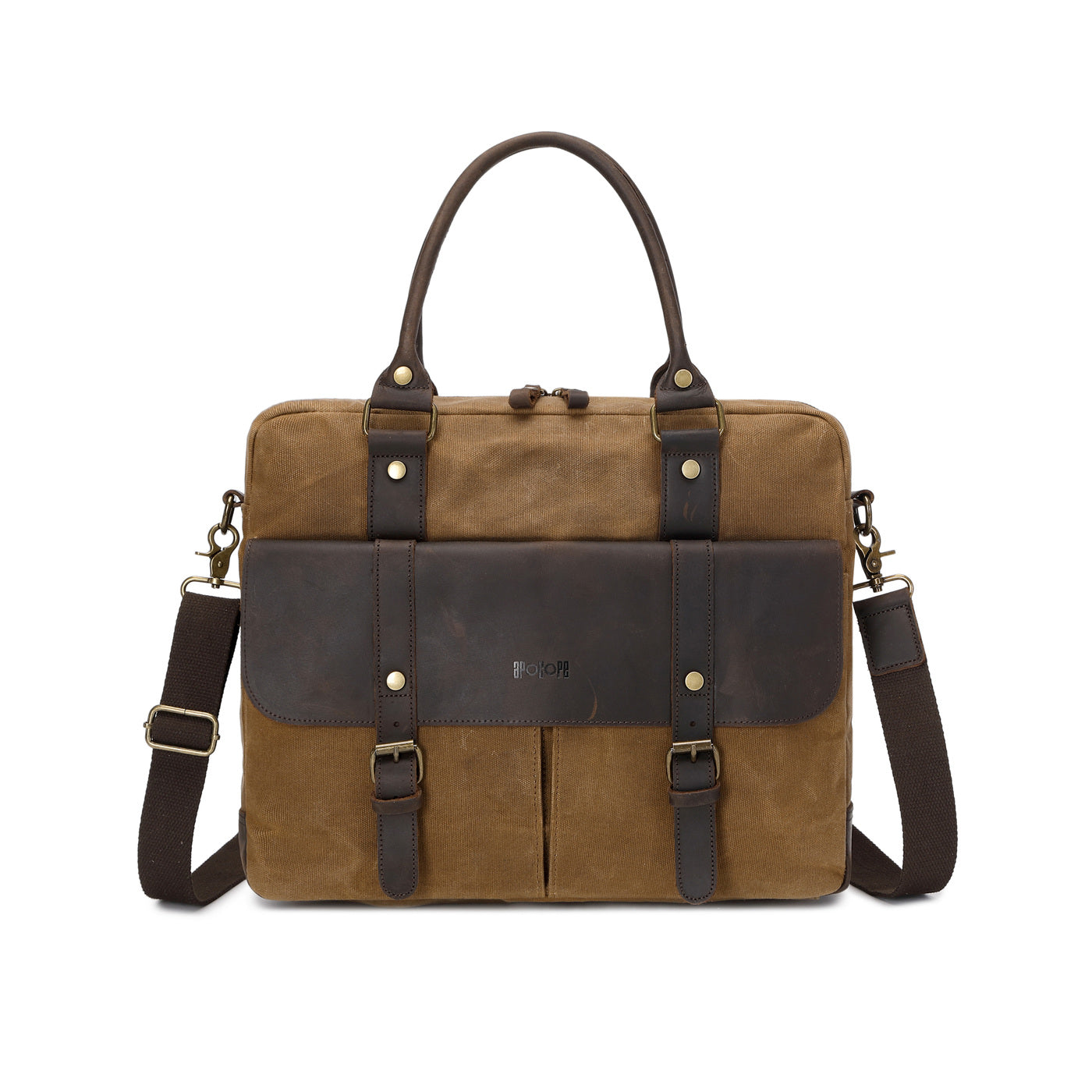 FERDI - Sac polochon en cuir véritable et toile enduite - Camel