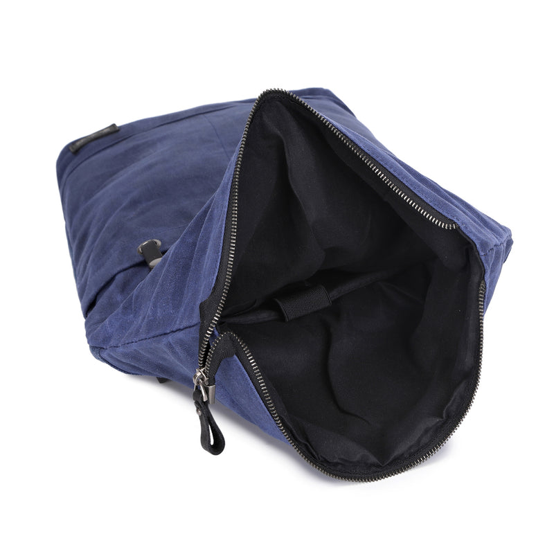 STAN - Sac à dos en cuir véritable et toile enduite - Bleu