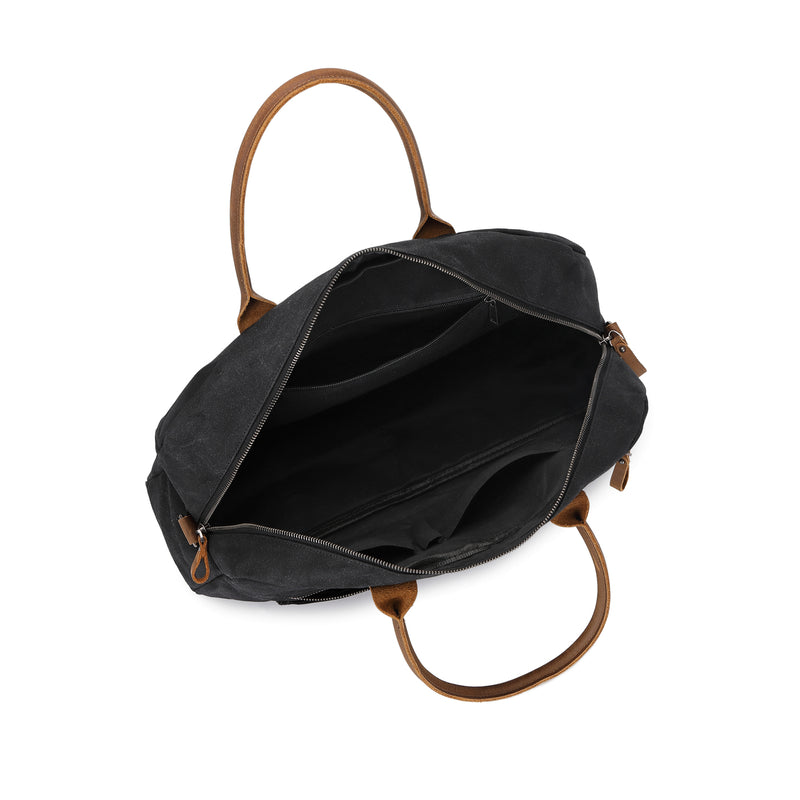 BART - Sac week-end en cuir véritable et toile enduite - Noir