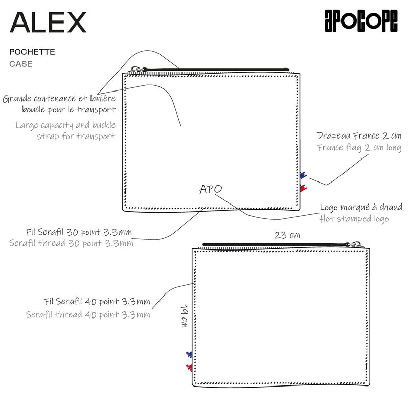 ALEX - Pochette en cuir patiné - Chocolat