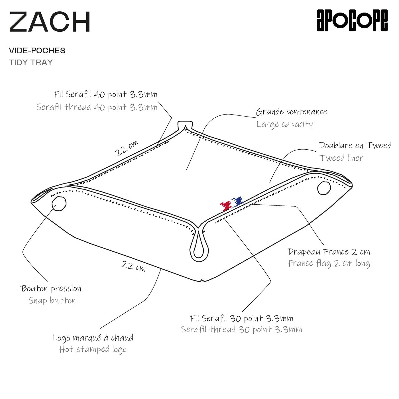 ZACH - Vide-poches en cuir recyclé - Bleu
